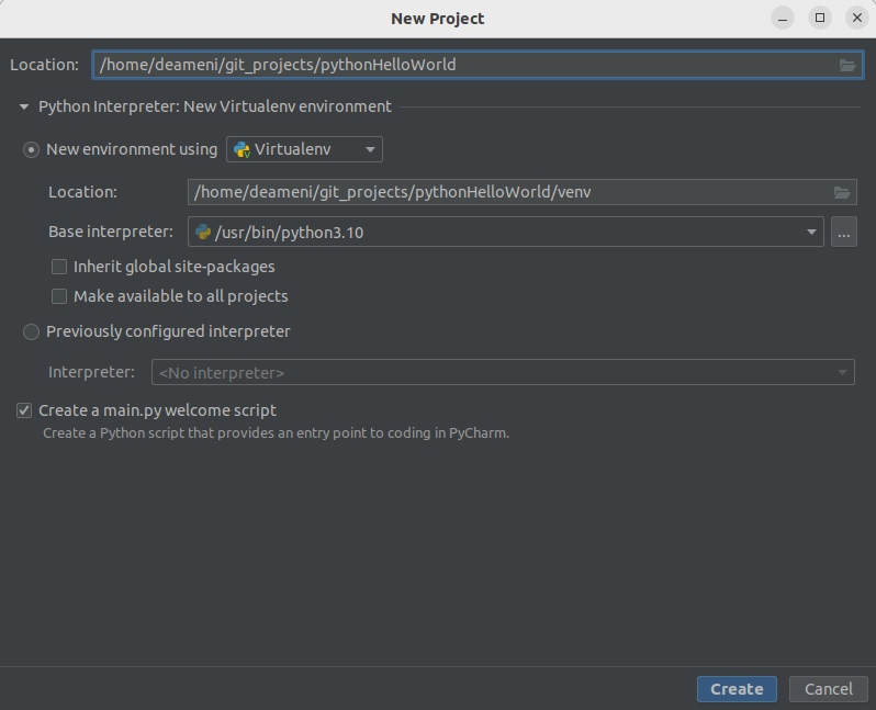 Einrichtung Interpreter